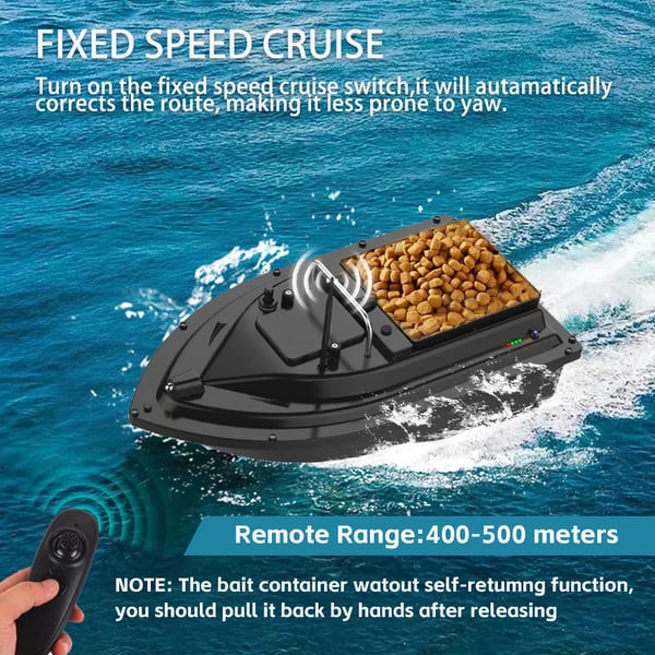 Bait Boat, Stor Baitkapacitet, Fjärrstyrd Drift,svart