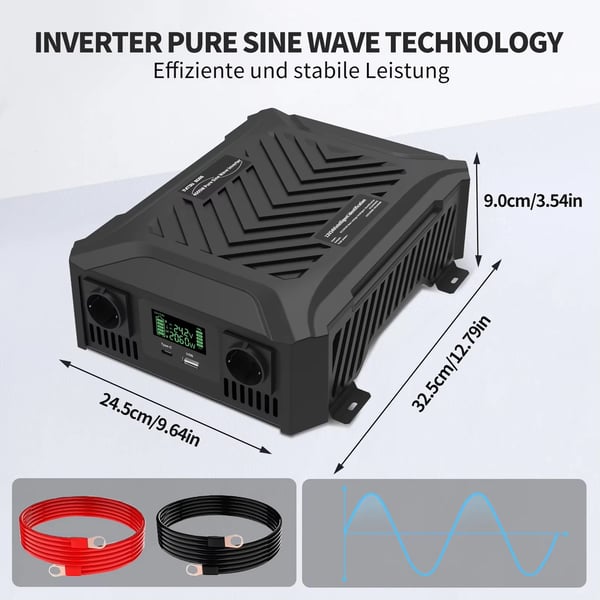 Inverter, Bærbar Dual Voltage, Ren Sinus Bølge Udgivelse,12V1200W-24V2300W