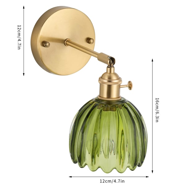Væglampe, Vintage Design, Justerbar Vinkel,Grøn