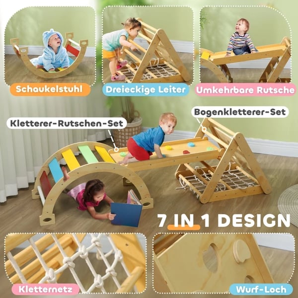 Kiipeilykolmio, Monikerroksinen Puu, Sisä- ja Ulkoleikki,Sekoitettu väri