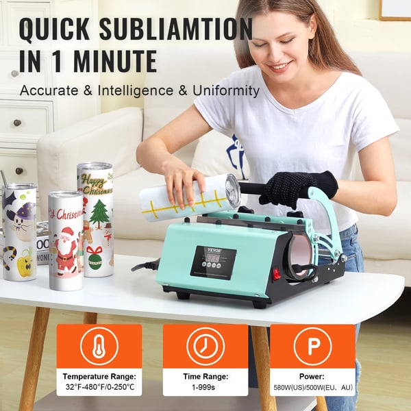 Tumbler Varmepresser, Hurtig Sublimation, Bred Kompatibilitet,lys grøn