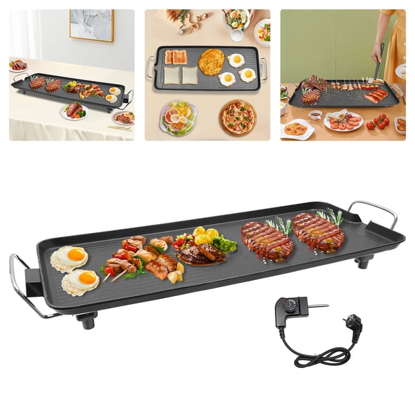 Elektrisk Grill, Non-Stick Belægning, Justerbar Temperatur,sort