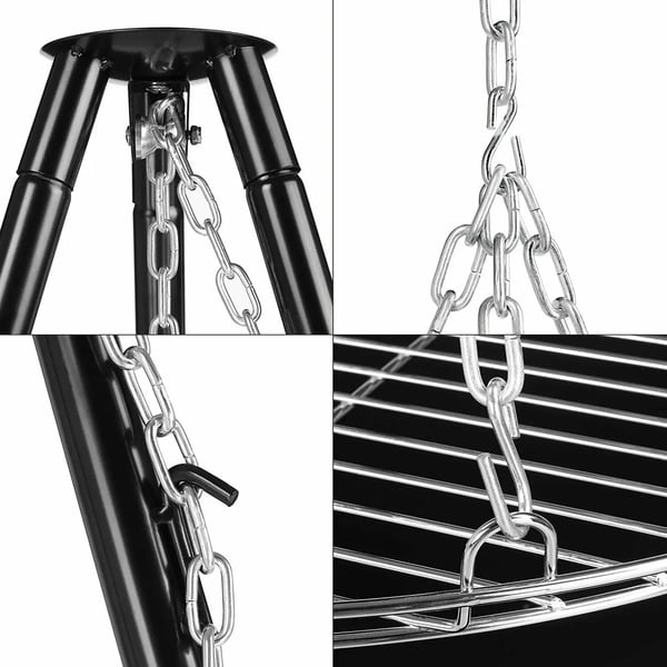 Tripod Grill, Jernkonstruktion, Højdejusterbar til 152 cm, 52 cm Grill Diameter, 2 m Kædelængde, 7,19 kg Vægt