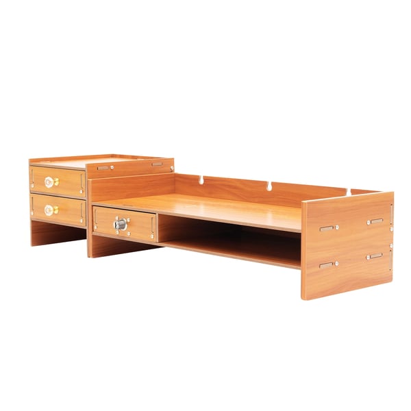 Datormonitorställ, 3 lådor, platsbesparande design,Trä