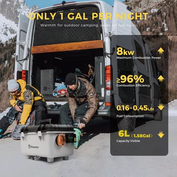 Diesel Luftvarmer, Bluetooth Kontrol, Kompakt Design,Med opbevaringspose
