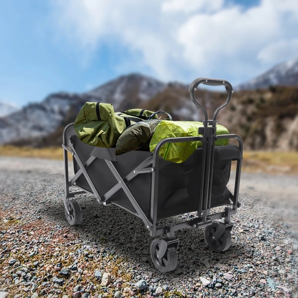 Heavy Duty Campingvogn, Høj Belastningskapacitet, Justerbart Håndtag, Sammenklappeligt Design