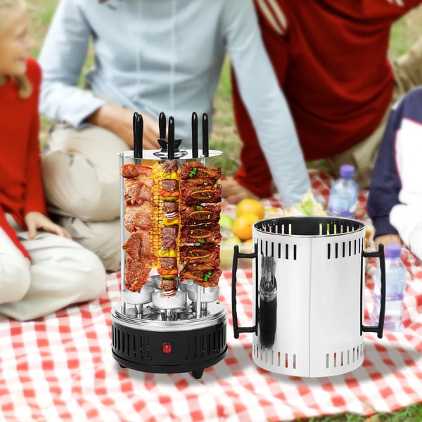 Elektrisk Vertikal Grill, 1000 Watt, Rustfrit Stål Materiale, 20 tommer Højde, 10 tommer Bredde, 8 tommer Dybde