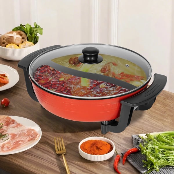 Husstands Hot Pot, 6L Kapacitet, 1360W Opvarmningskraft,Rød