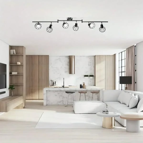 E14 Drejbar Bar Spot Loftlampe, 6 Lyskilder, Moderne Sort Design,Ingen pære, sort