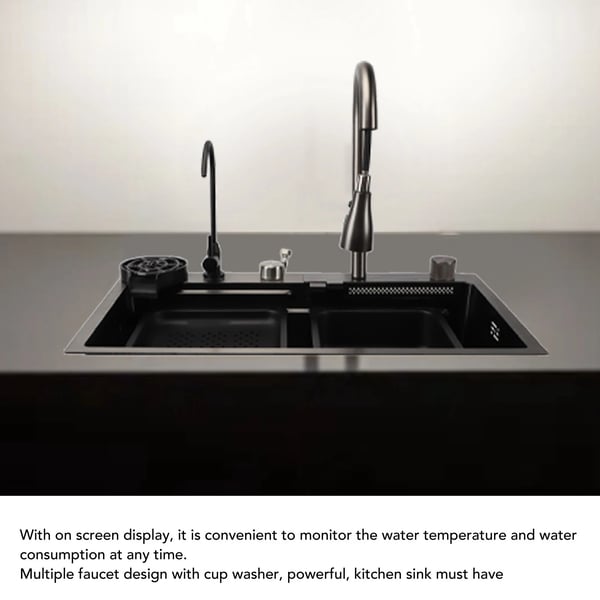 Köksvask, Digital Skärm, Rostfri Stålkonstruktion, svart