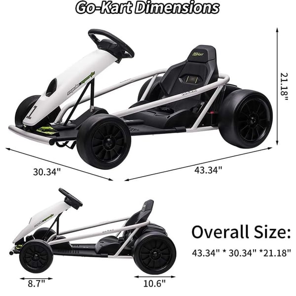 Gokart, Hög Hastighet, Säker Design, Vit