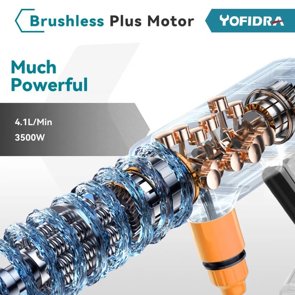 Højtryksrenser, trådløs, 3500W børsteløs motor,to batterier, 2xBatteri, Elektrisk