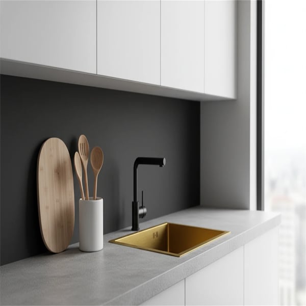 Rustfrit Stål Vask, Lys Luksus Stil, Firkantet Skål Design,Guld