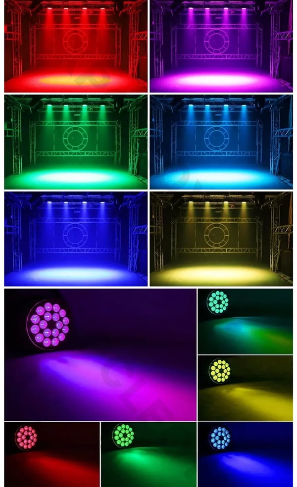LED Par Lys, 18x12W RGBW, 90-240V AC, Selvstændig Installation, CE & RoHS Certificeret, 2000-82000 Lumen Udgivelse