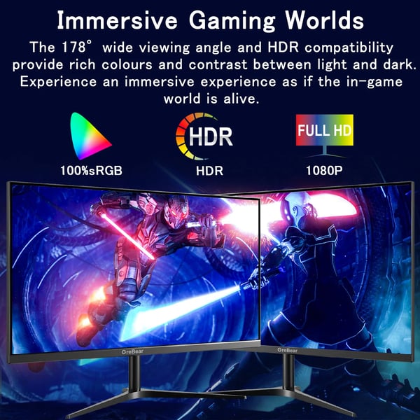 Gaming Monitor, FHD 1080P opløsning, 165 Hz opdateringshastighed, 1 ms responstid,sort, EU-stik