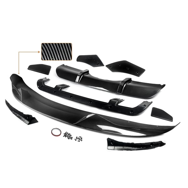 Bageste kofanger diffuser lip, holdbar ABS plast, direkte udskiftningssæt,Kulfiberlook