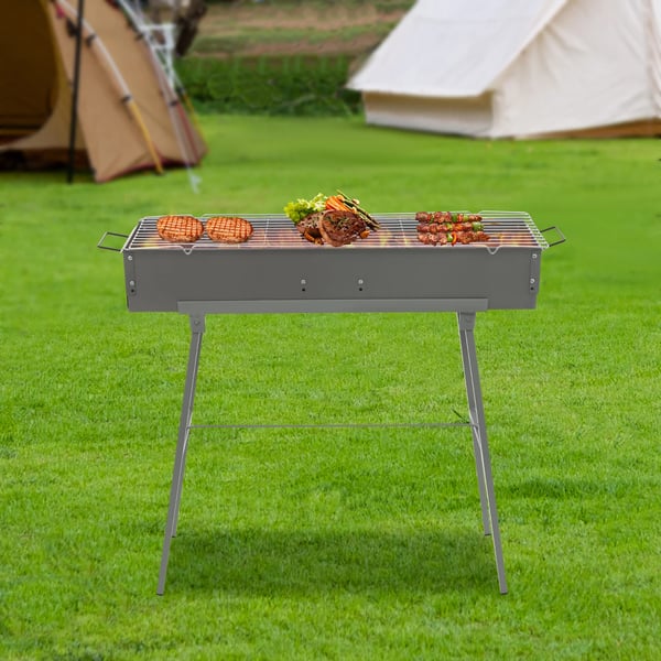 Kannettava BBQ-grilli, tilava keittoalue, kestävä rakenne,Vaaleanharmaa