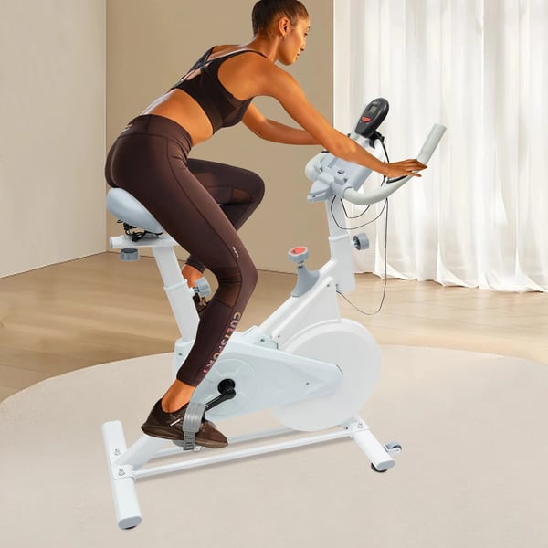 Kuntopyörä, säädettävä vastus, digitaalinen näyttö,VALKOINEN
