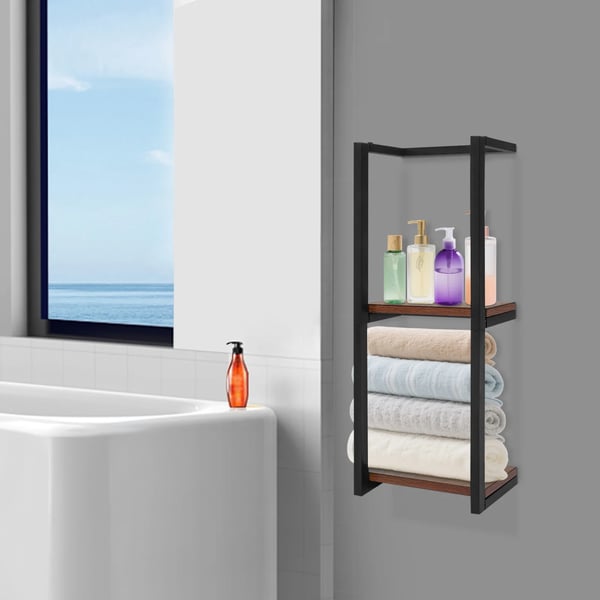 Vægmonteret Håndklædeholder, Pladsbesparende, Moderne Design,Brun