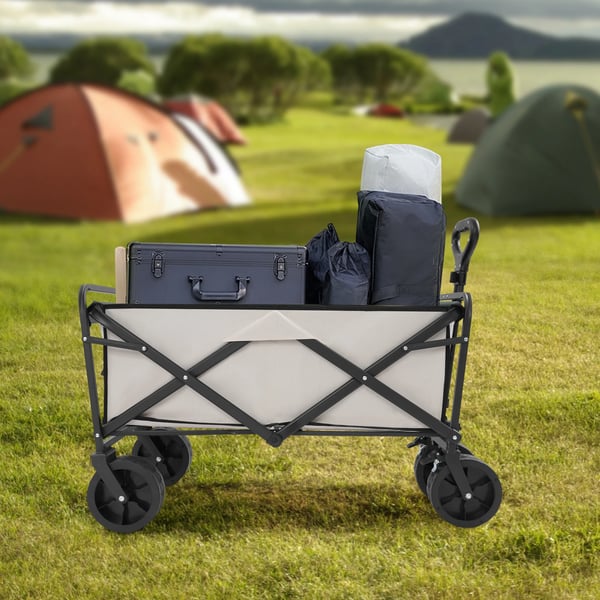 Foldbar håndvogn, 115 kg kapacitet, holdbart design,Khaki