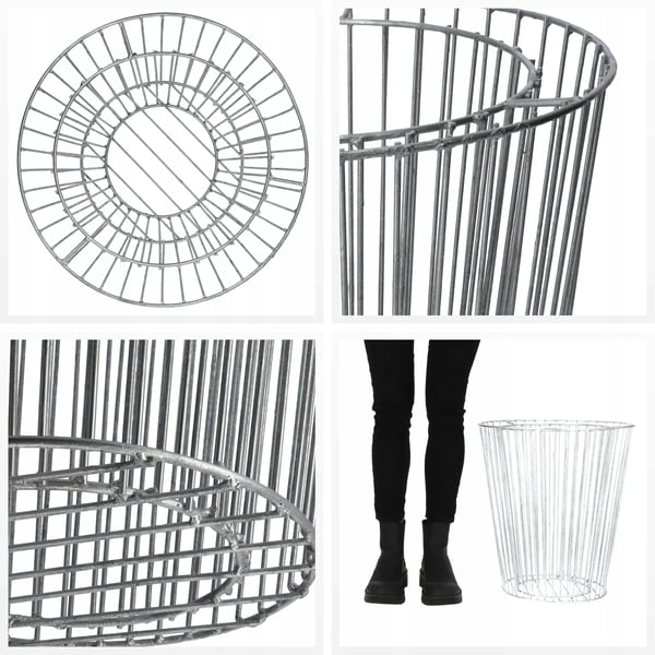 Gabion Pot, Oval Design, Holdbar Stål Konstruktion,Sølv