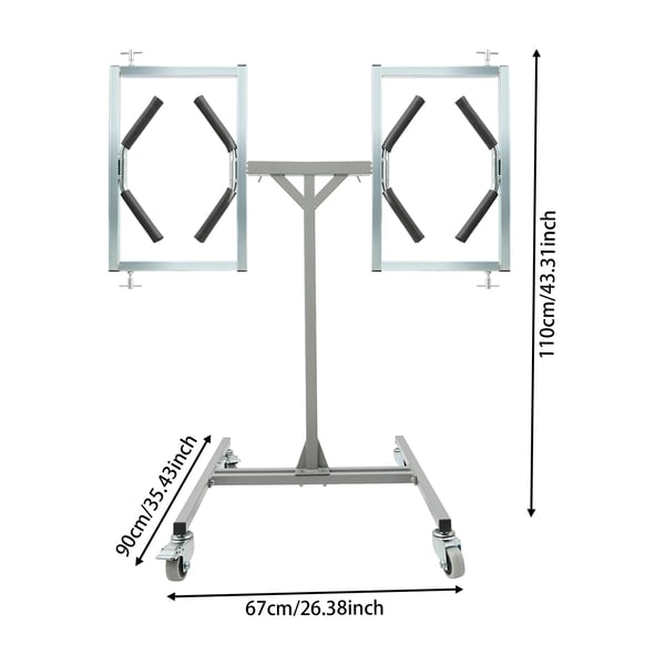 Hjulfælg Malestativ, Justerbare Navbeslag, Belastning Kapacitet 60kg, Højde 110cm, Bunden Størrelse 90x67cm, 360° Rotation