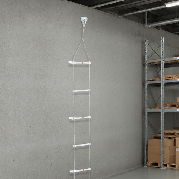 Nødudgangsstige, Belastningskapacitet 200kg, Længde 15m, Pedalstangafstand 40cm, Bruttovægt 7,75kg, Samling Påkrævet Ja