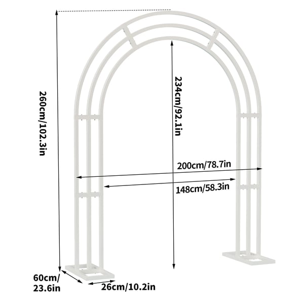 Bröllopsbåge, Robust Metallkonstruktion, Elegant Design,XXL, VIT