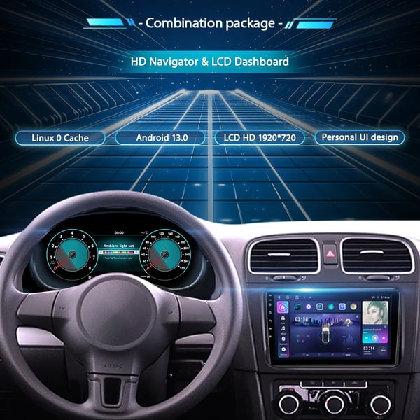 Dashboard Cluster, 10,25 tommer skærm, Flersproget support,Til jetta 06-11