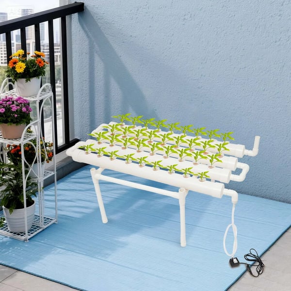 Hydroponisk Vækstsysten, 36 Plantepladser, Vertikalt Havekit,HVID