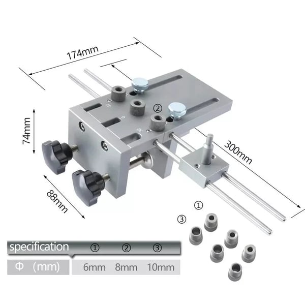 Wood Doweling Jig Kit, Kombinationsværktøj, Holdbar Konstruktion, Nem at Bruge