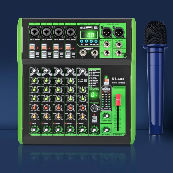 Lydmixer, 99 DSP-effekter, USB- og MP3-forbindelse,Sort
