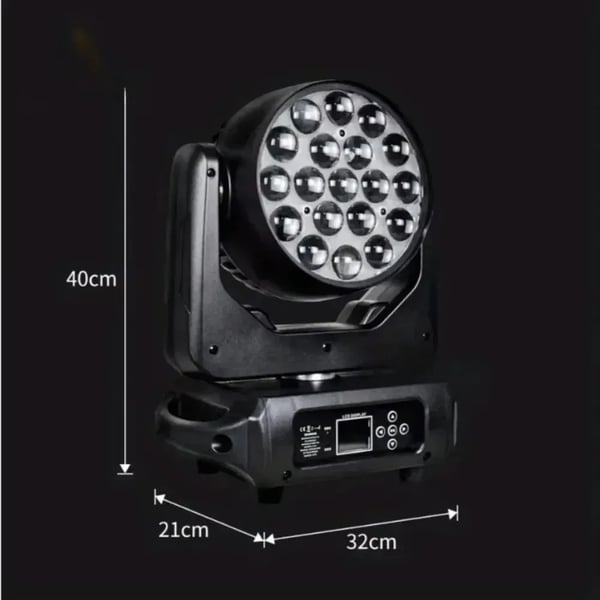 Zoom Wash Light, 19x15W LED, 540° panorering, 180° hældning,sort, EU stik