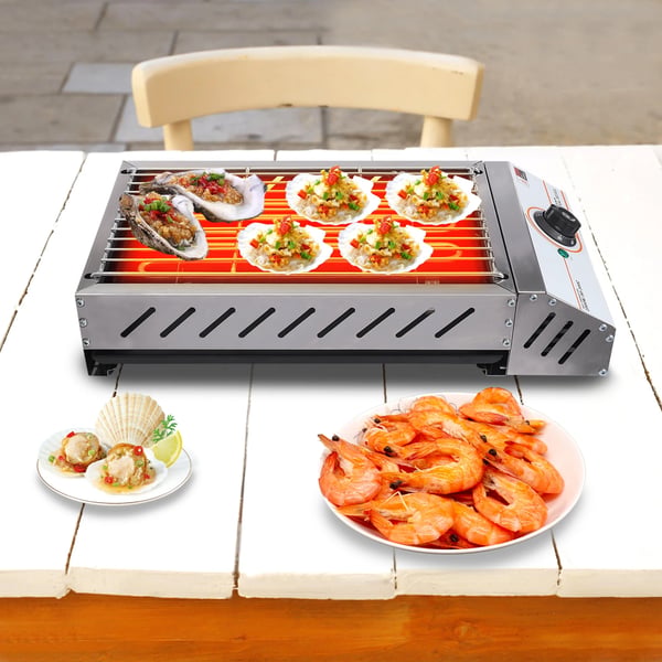 Elektrisk Grill, Høj Effektivitet, Justerbar Temperatur,sort