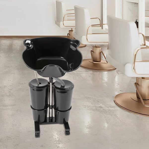 Shampoo Basin, Bærbar Design, Justerbar Højde,sort
