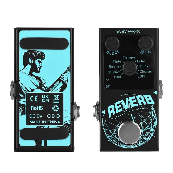 Guitar Effekter Pedal, 9 Reverb Effekter, True Bypass Teknologi,Blå