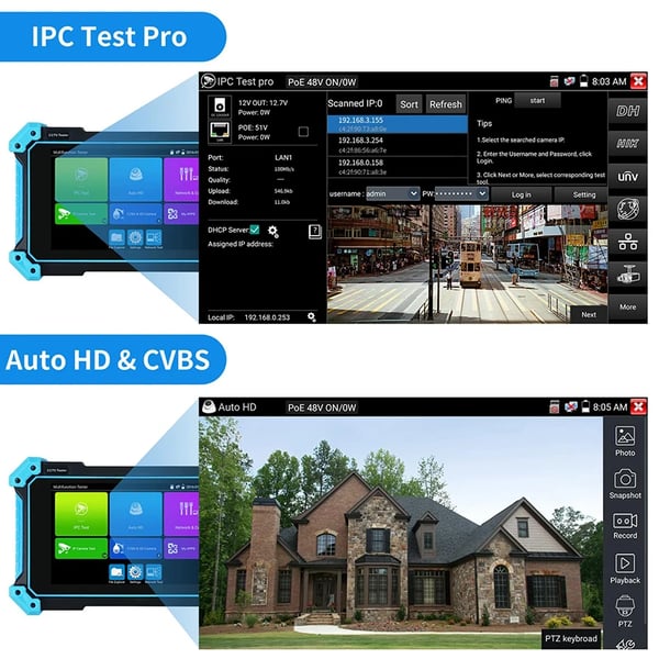 CCTV-kameratestare, 5,4-tums skärm, 8MP stöd,NF-IPC715