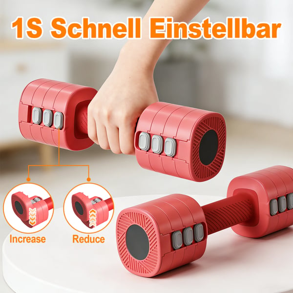 Justerbare håndvægte, 1-2,5 kg pr. håndvægt, Pladsbesparende design, Skridsikker greb, Egnet til styrketræning, Justerbar vægtfunktion