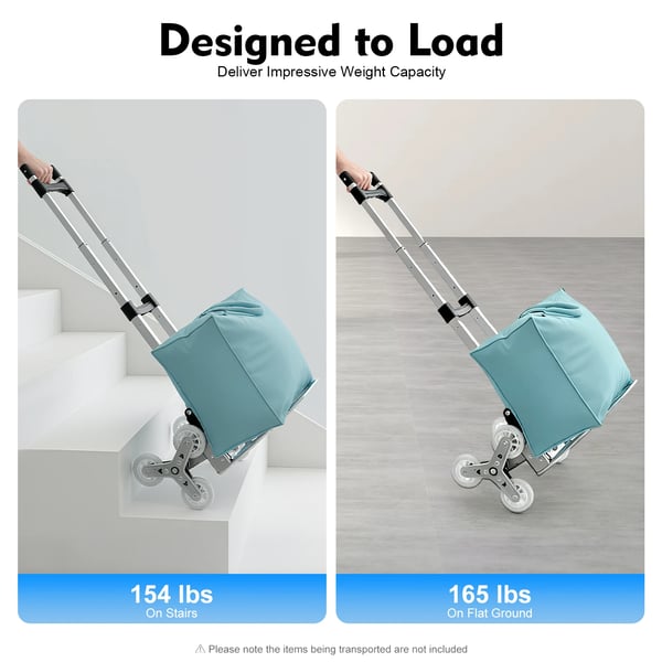 Foldbar håndvogn, lastekapacitet 75kg på flade, 70kg på trapper, udfoldet størrelse 45x45x100cm, foldet størrelse 39x10x63cm, 8 hjul