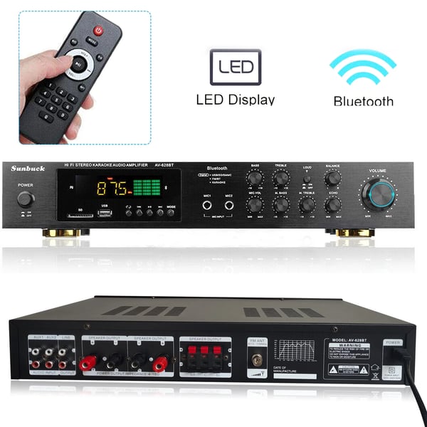 Digitaalinen Teho-Vahvistin, 600W Maksimi Teho, 220V-240V Nimellisjännite, 4-16 Ohmin Impedanssi, Bluetooth Versio 4.2, 0.01% Kokonaisvähäisjännite