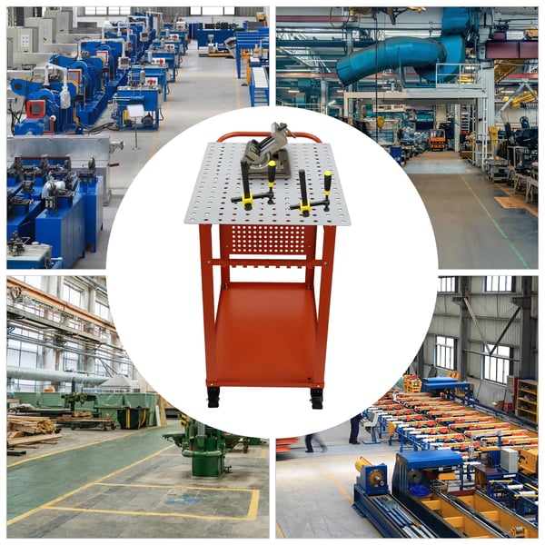 Svejsebord, 600lbs kapacitet, dobbelt-lags opbevaring,M, Rød, 1stk