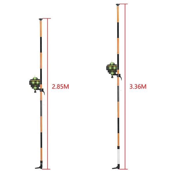 Justerbar Teleskopisk Laser Niveau Stativ, 3,36m Højde, Dobbelt Interface Montering,Brun