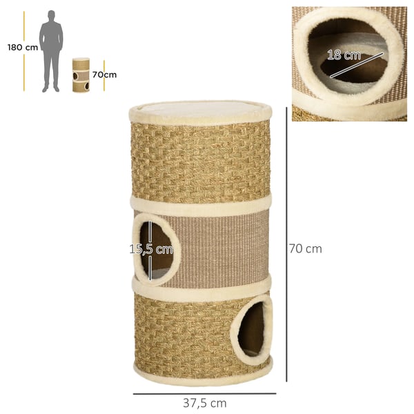 Katträd, Trästruktur, 3 Våningar, 25,6\" x 19,7\" x 40,6\", Stöder upp till 15 lbs., Idealisk för katter