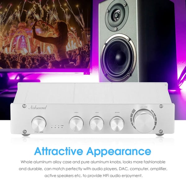Stereo Förförstärkare, Frekvensrespons 5Hz-50kHz, Utgångsimpedans 600©, Distortion 0.003%