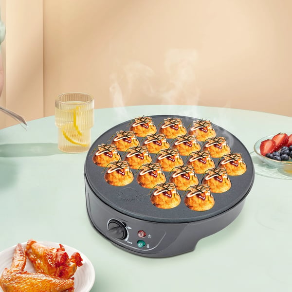Takoyaki-kone, 18 reikää, sähköinen keittokone,musta