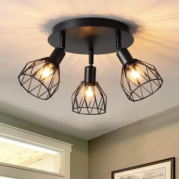 Loftlampe, Minimalistisk Design, 3 Lyskilder,Ingen pære, sort