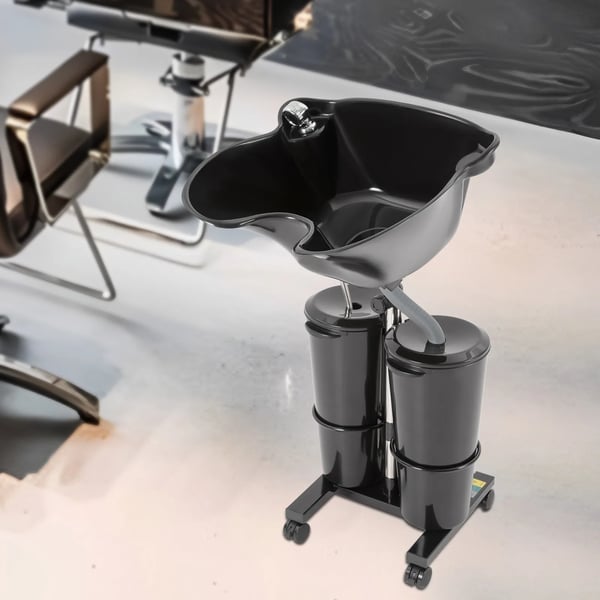 Shampoo Basin, Bærbar Design, Justerbar Højde,sort