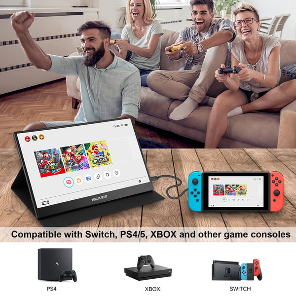 Bærbar Skærm, FHD 1080P Opløsning, IPS Panel,15,6 tommer 1080P