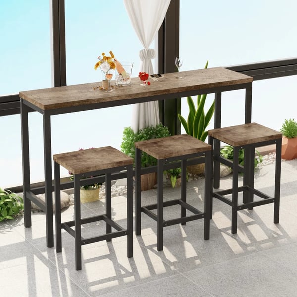 Matbord Set, MDF Paneler, Metallram, Mått 47"x23.5"x36", Belastningskapacitet 300 lbs, Lätt Montering
