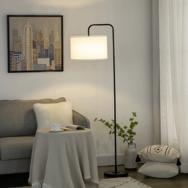 Gulvlampe, E27 sokkel, justerbar lysstyrke,Hvid og Sort